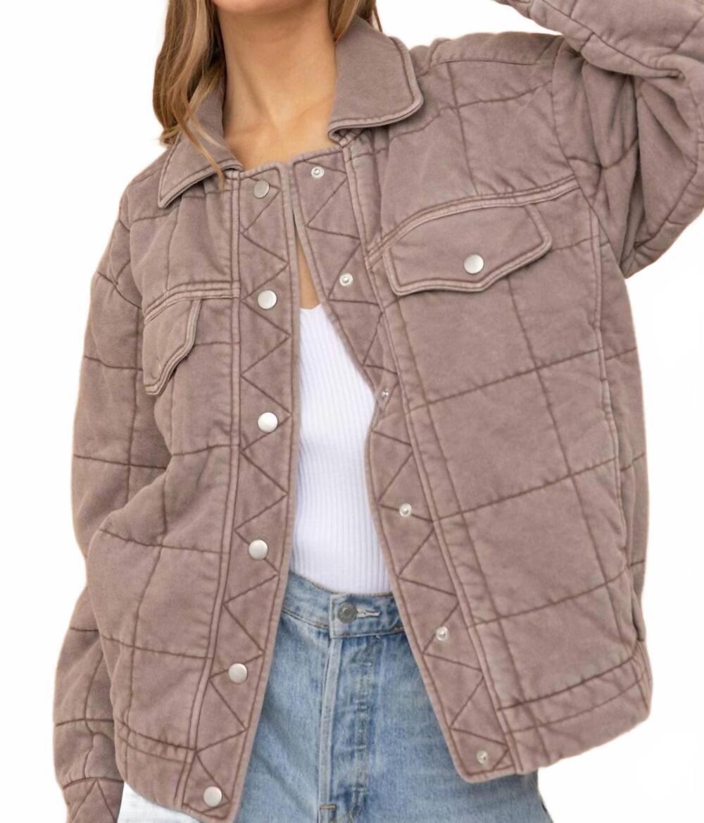 NEW GOLDEN heloise stone washed quilted jacket in taupe
